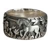 Vintage Style Unicorn Design Wide Band Ring for Finger Unique Artistic Pattern Engraved Metal Jewelry Accessory for Everyday Wear