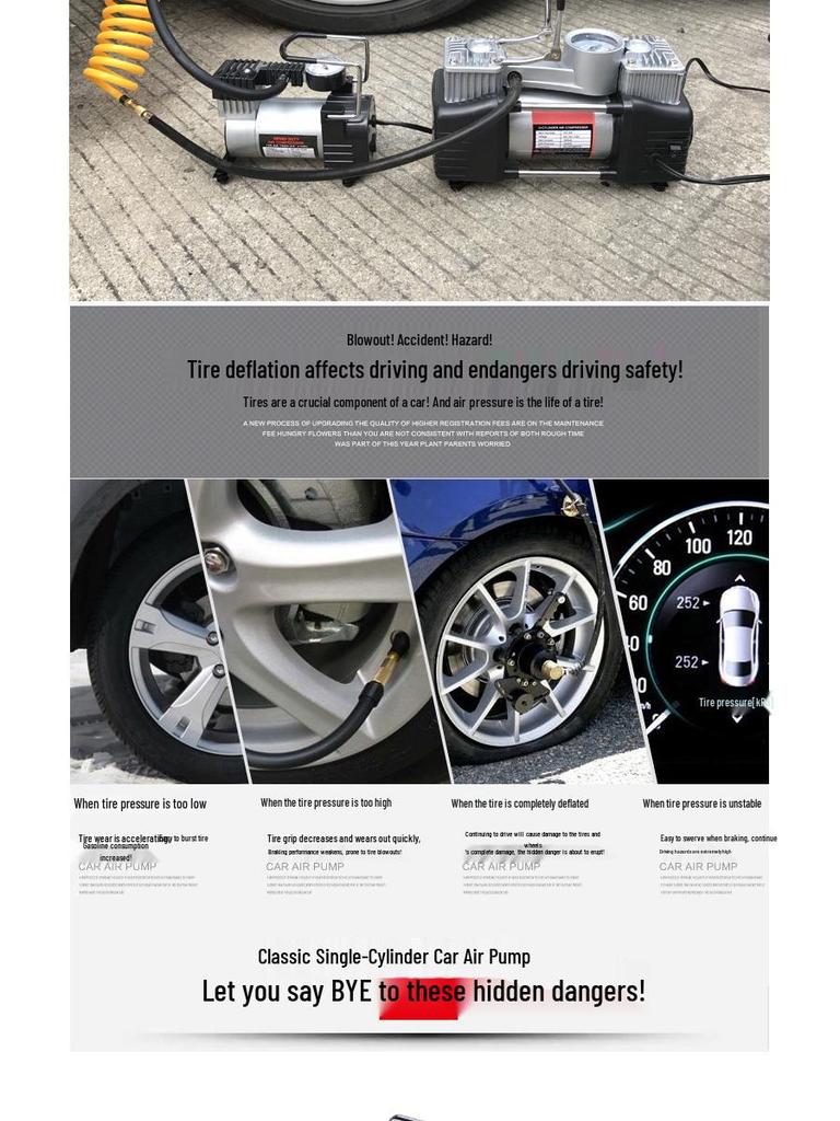 High-Power Portable 12V Car Air Pump with Fast Charging