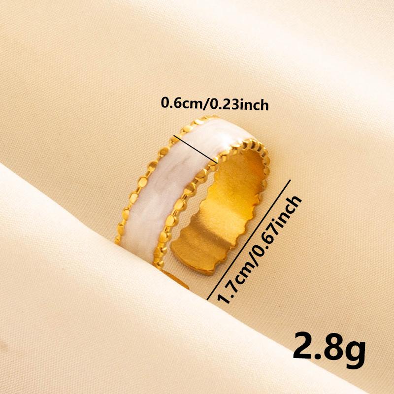 Bohemian Gold Color White Enamel Open Rings Luxury Irregular Stainless Steel Adjustable Finger Ring Women Charm Jewelry Gifts