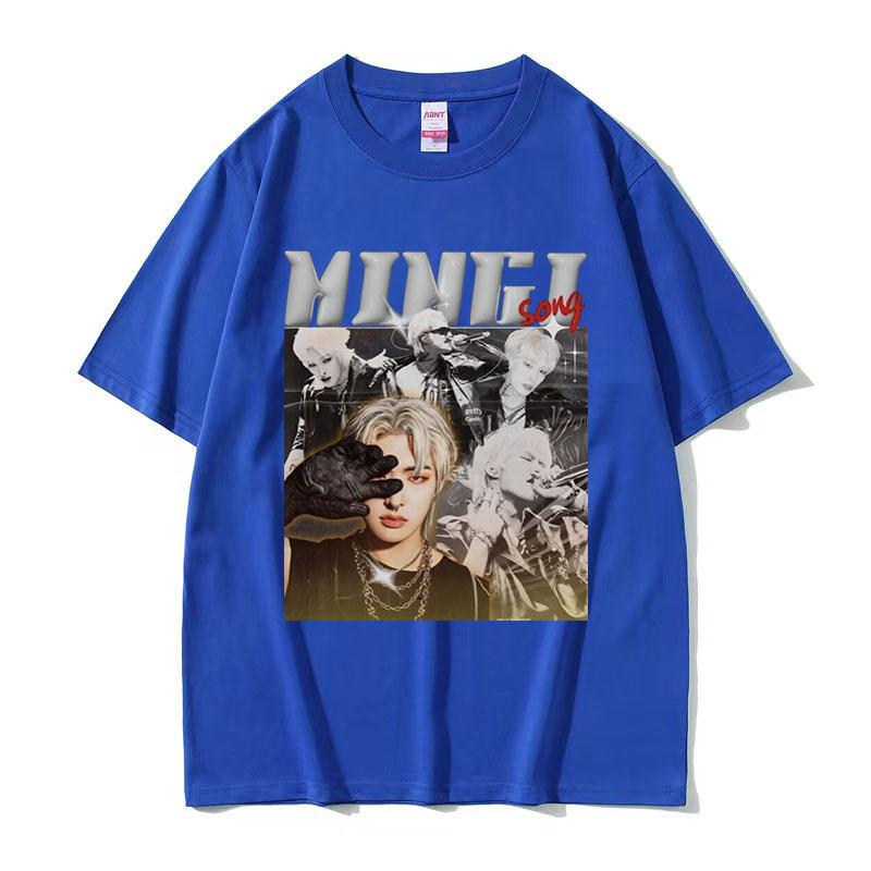 T-shirt Grafica Coreana Ateez MINGI Unisex Hip Hop Retro Moda Manica Corta T-shirt Casual Oversize Cotone Streetwear