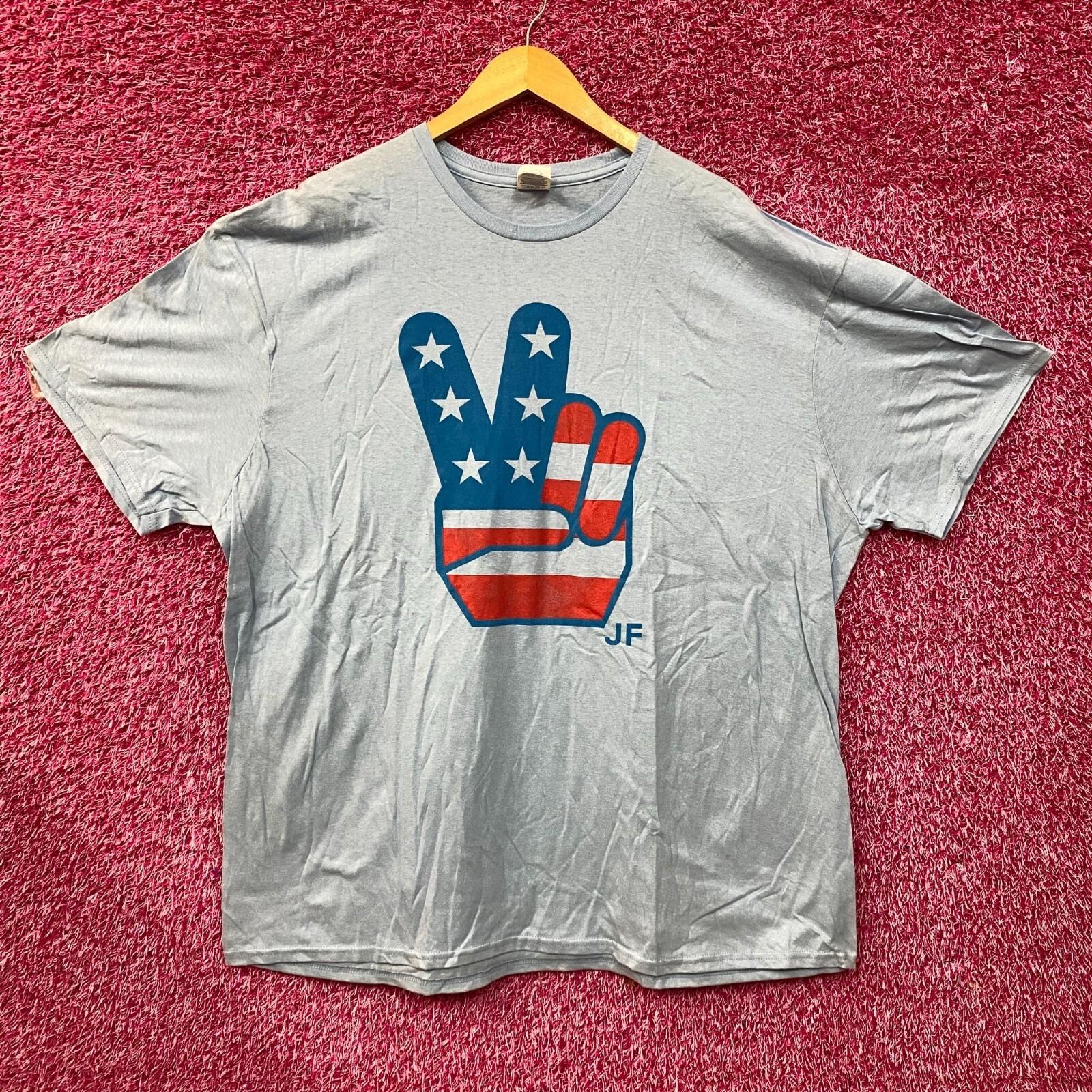 American Flag Peace Hands JF T-Shirt 3XL S