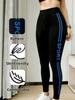 Women'S High Waist Blue Letter Print Sports Leggings Soft Stretchy Fitness Pants For Gym Running Daily Shopping