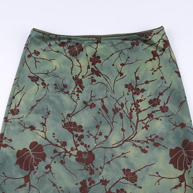 New Printed Loose A-line Skirts Women Fashion Summer Street Retro High Waisted Hip Hugging Skirts Spicy Girl Casual Simple Elegant Clothing