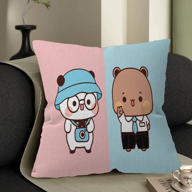 Süßer Cartoon Bubududu Panda Kissenbezug Zoll Bauernhaus Dekor Heim Überwurf Kissenbezüge für Sofadekorationen