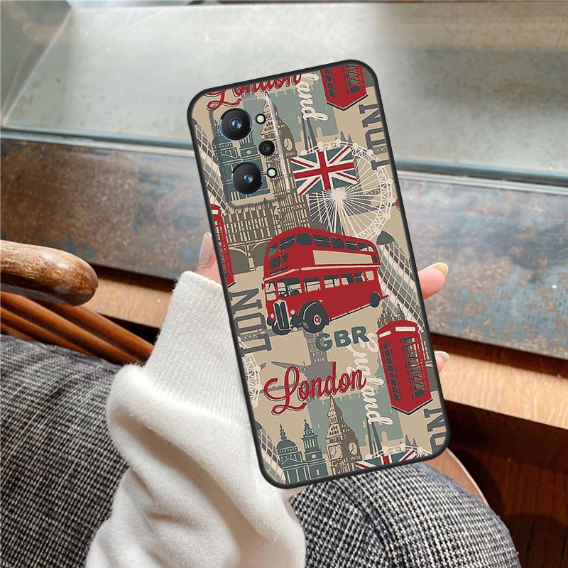 London Red Bus Big Ben Case For Realme 12 Pro Plus 11 13 14 C63 C61 C55 C51 C53 C25 C65 C67 C71 C75 GT6 GT7 15 Pro