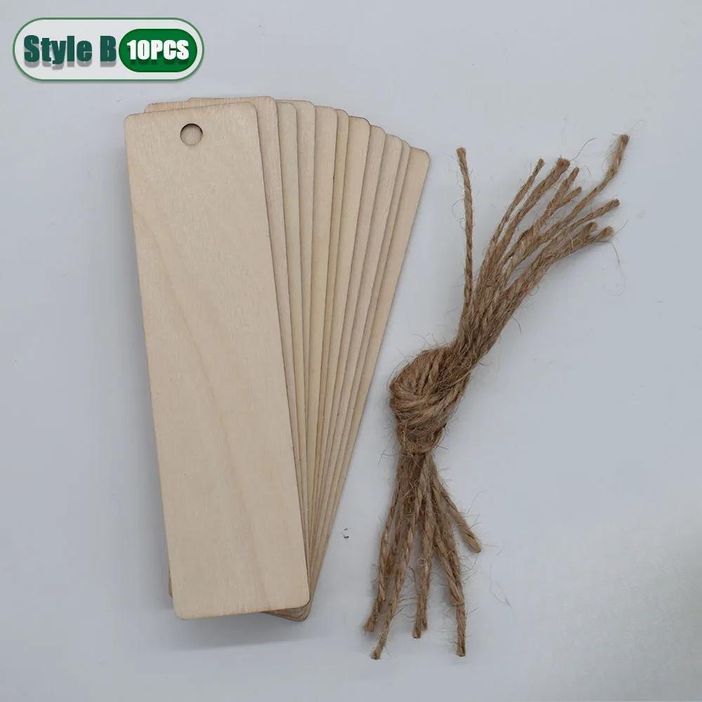 Rectangle Wood Crafts DIY Blank Hanging Wooden Tag Ornaments with Ropes for Wedding Birthday Christmas Party Decoration Home DIY