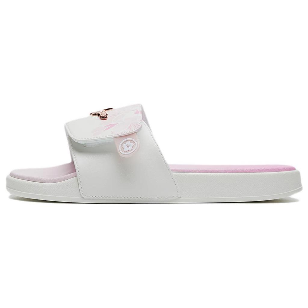 Li Ning LN Slipper Trendy Cherry Blossom Special Edition Silent Slide Sandals Women Slippers White AGAS022-2