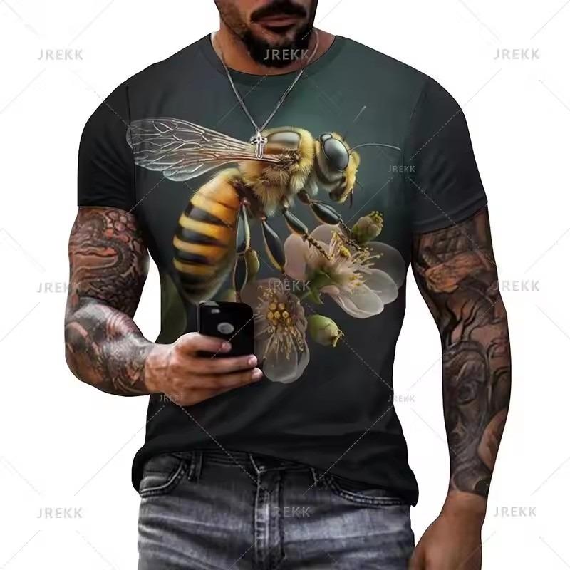 Honeycomb Bee Graphic T Shirt Fashion 3D Print T-shirt Summer Men Casual Street Tops Tee Shirts Women Oversized Sport Sweatshirt
