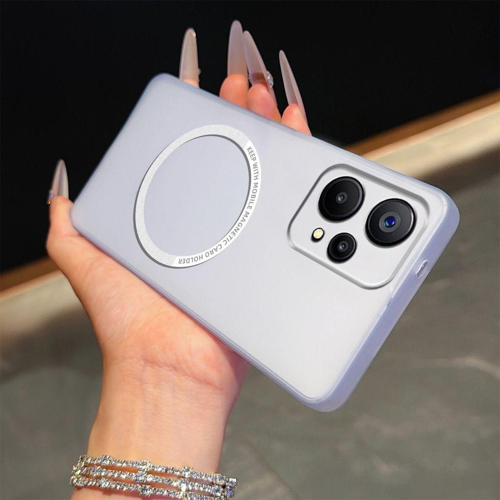Magnetic Semi‑Transparent Matte Phone Case for Realme 9 5G 4G,9 Pro+,9 Pro,Narzo 50 Pro 5G Soft TPU Shockproof Cover