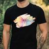 T-Shirt Men Pastel Gold Butterfly Motif Cotton Size XS To 5XL