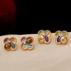 Oil Painting Series Chinese Style Four-leaf Clover Earrings for Women Original Design Earrings