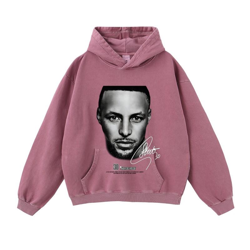 Mens Oversized Cotton Hoodie Streetwear Loose Fit Heavyweight Sweatshirt With Distressed Wash Effect