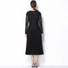 Elegant French V-Neck Lace Dress with Diamond Buckle and Pleated Skirt
