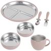6Pcs Stainless Steel Suction Plates Set Firm Adhesion Toddlers Feeding Dinnerware Anti Drop Divided Suction Dishes for Daily Use