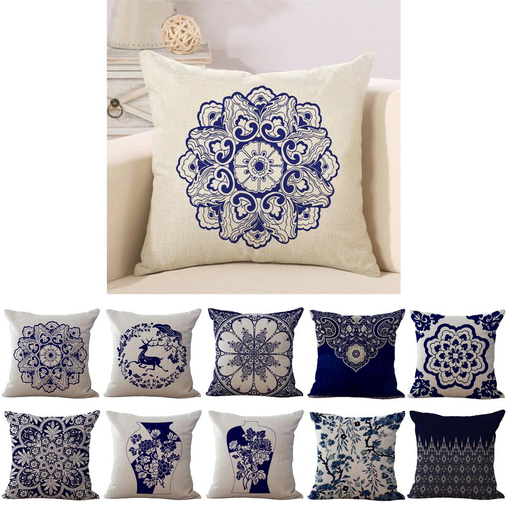Chinese Style Cushion Case Cover Retro Lightweight Double Sided Pattern Thicken Washable Cute Hug Pillowcase Bedroom Chair