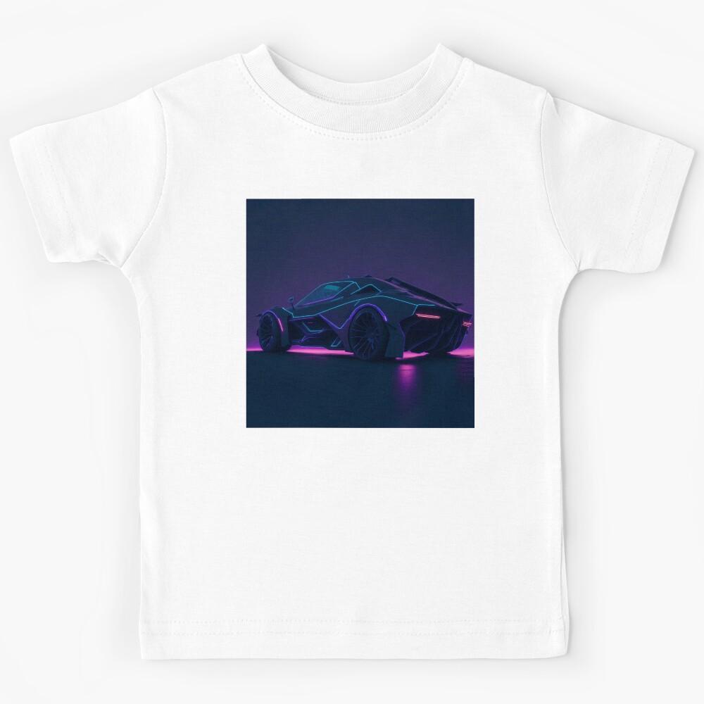 Glowing Speed: A Futuristic Formula 1 Car Bathed in Neon and Cyberpunk Colours Kids T-Shirt 140