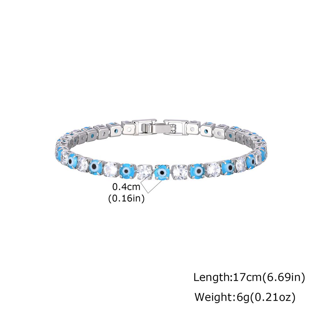 Colorful Crystal Tennis Bracelet For Women Fashion Cubic Zirconia Bracelets Devil's Eye Chain Bracelet Luxury Jewelry Gift