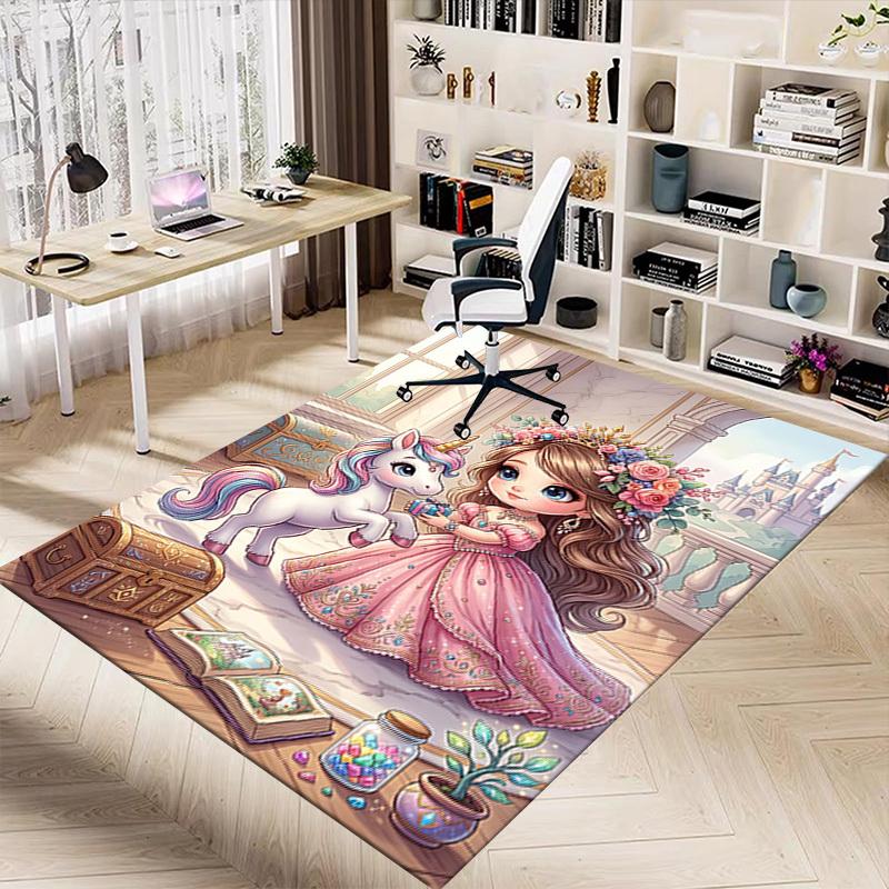1PC Princess Unicorn Non-Slip Floor carpet, Office, family, bedroom, Studio - Large Area Rug,  Decorative Mat, Longlasting Material-C0424