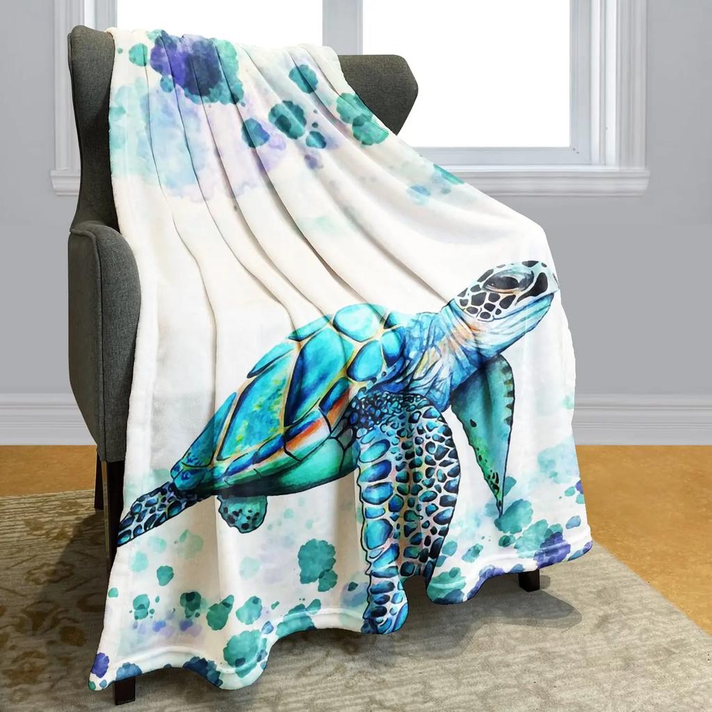 Flannel Fleece Bed Blankets Lightweight Cozy Throw Blanket for Couch Sofa Bedroom Adults Teen Sea Turtle Ocean Animal Landscape