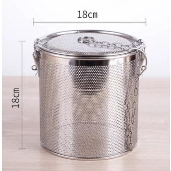 Big Stainless Steel Fine Mesh Strainer Gravy Soup Taste Spice Box Basket Brine Hot Pot Slag Separation Colander Strainers Basket