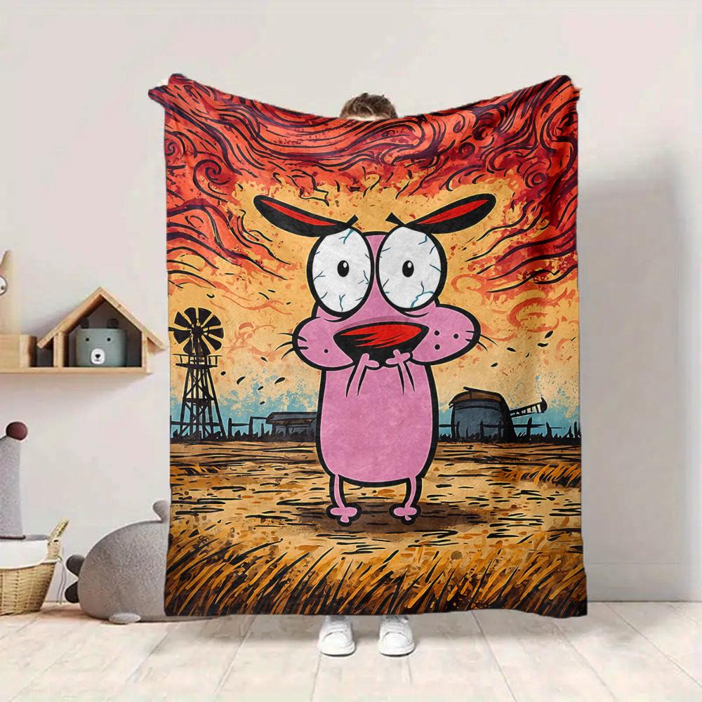1pc Cartoon Pig Flannel Throw Blanket HD Printed Lightweight Soft Warm All Season Blanket for Sofa, Bed, Travel, Camping Machine Washable