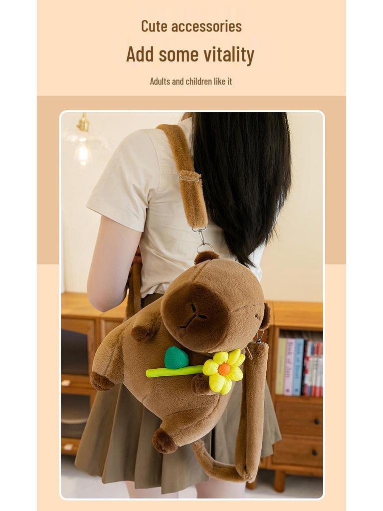 Capybara Plush Doll Cartoon Children's Backpack and Shoulder Bag