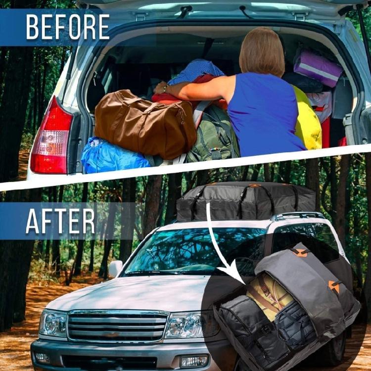 Heavy Duty Car Roof Organizer Bag Waterproof Oxford Storage Cube Bag with Strong Strap For Long Distance Travel Outdoor