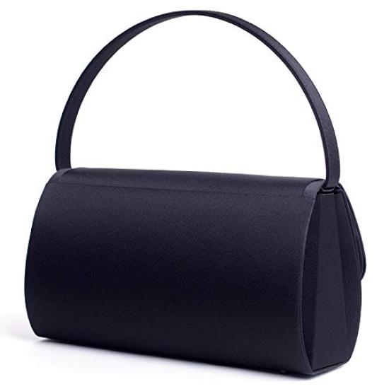 Aurora Black Formal Bag, Made in Japan, Round Asymmetrical Design, Water-Repellent, Large, Black, Suitable for Both Celebrations and Condolences,