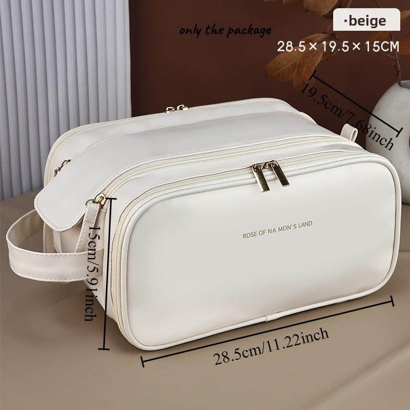 

Large Capacity U-Shaped Opening Makeup Bag Double-Zipper Cosmetic Organizer with Handle for Travel & Daily Use