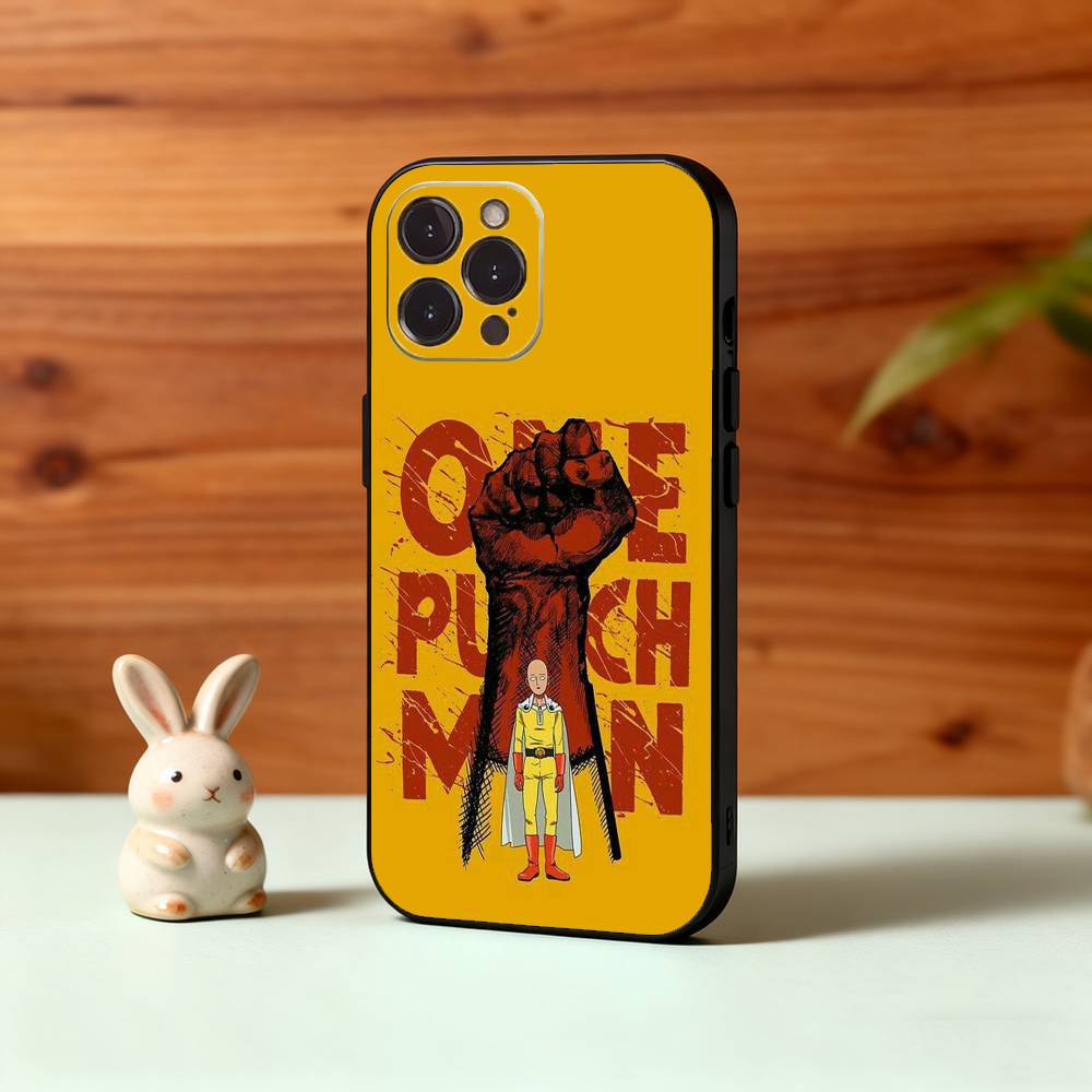 One P-Punch Anime S-Saitama M-Man Phone Case For iPhone17 16 15 14 13 12 11 Pro Max Plus,5G Soft Black Case