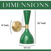 Mid Century Modern Green Brass Wall Sconce Lamp  Retro Double Shade, Handmade Bedroom Lighting