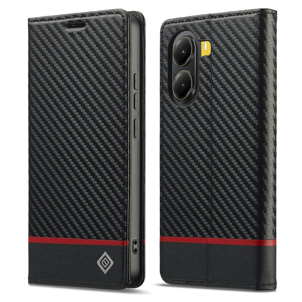 LC.IMEEKE For Xiaomi Poco X7 Pro 5G Wallet Case Carbon Fiber Texture Leather Phone Cover