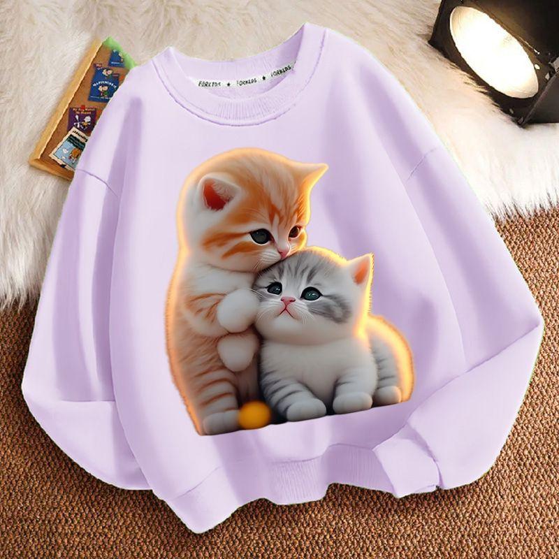 Children's Little Cat Hoodies for Autumn and Winter, Casual Long-sleeved Hoodies for Boys and Girls