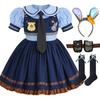 Judy Cosplay Costume Kids Carnival Party Dress Girls Tie Headdress Belt Socks Sets Police Role Play Movie Uniform Birthday Gift