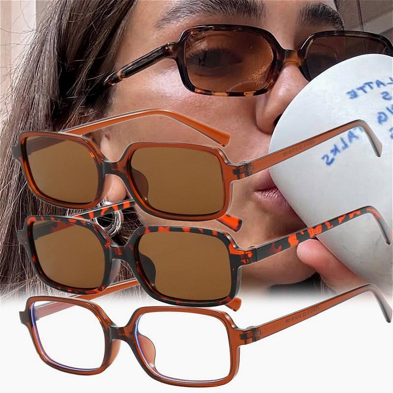 Small Square Frame Sunglasses UV Protection Retro Goggle Shades Glasses Simple and Versatile Sunscreen Decorative Glasses