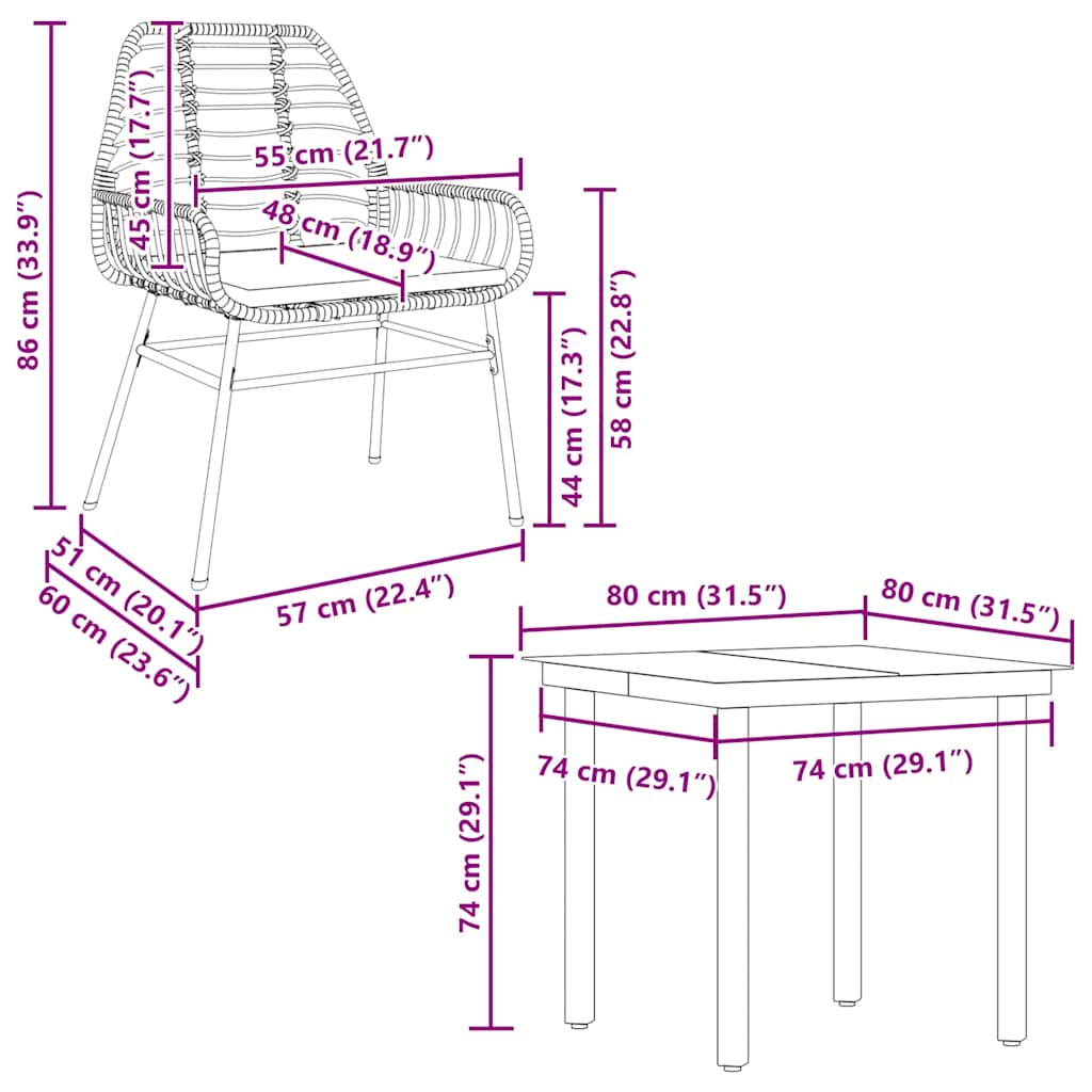 5 Piece Outdoor Dining Set with Cushions Black Poly Rattan & Glass