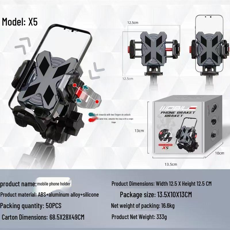 

Motorcycle & Scooter Phone Holder with Shock Absorption and Rearview Mirror Attachment