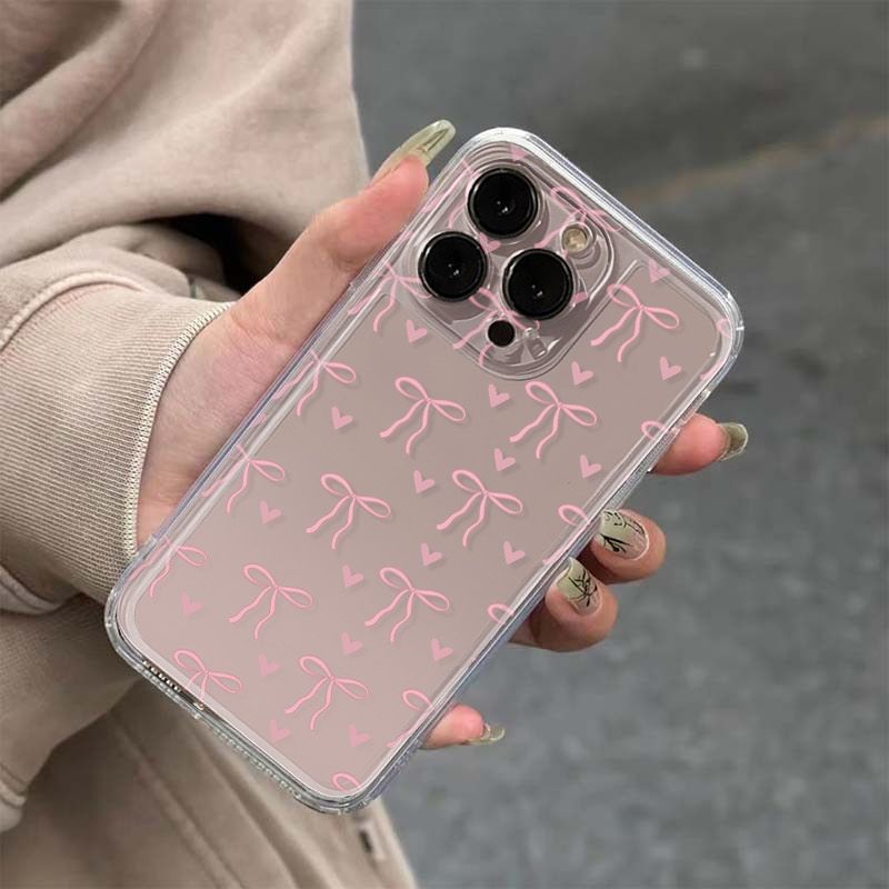Case for iPhone 15 Fashionable Butterfly Bow Print Phone Cases for iPhone 16 14 13 12 11 Pro Max X XR XS 7 8 Plus SE2 16E Cover