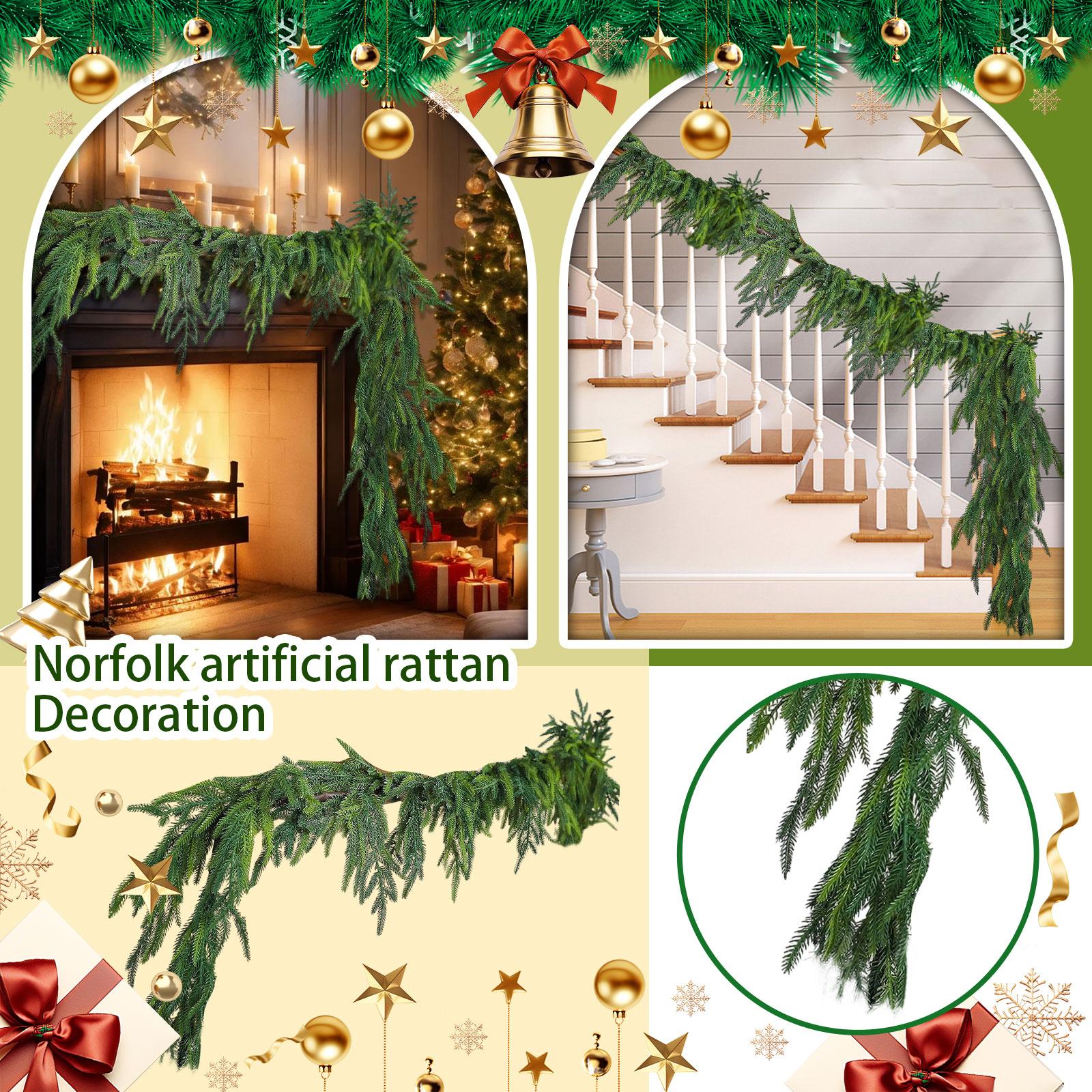 

2.7m Norfolk Simulated Rattan Feel Material Soft Glue Front Door Hanging Decoration Stair Desktop Ornaments One Size
