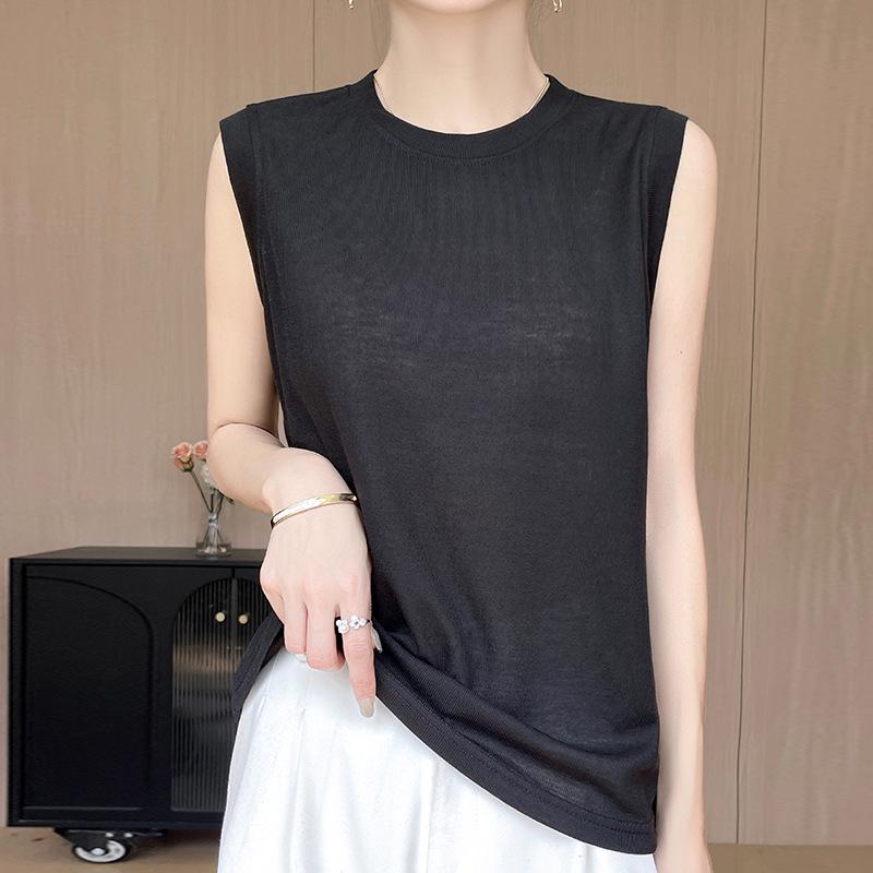 

Minimalist Women s High Neck Fine Knit Thin Vest Pullover Camisole for Spring/Summer Extra Large