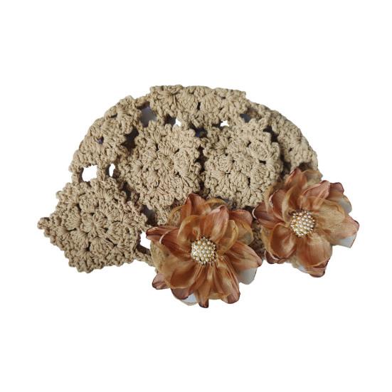 Damenhut Häkelhut mit Hohlmuster und Knospenform mit 3D-Blumendekor Unifarbene Elastisches Design Atmungsaktiver Hut für den Außenbereich Kopfbedeckung