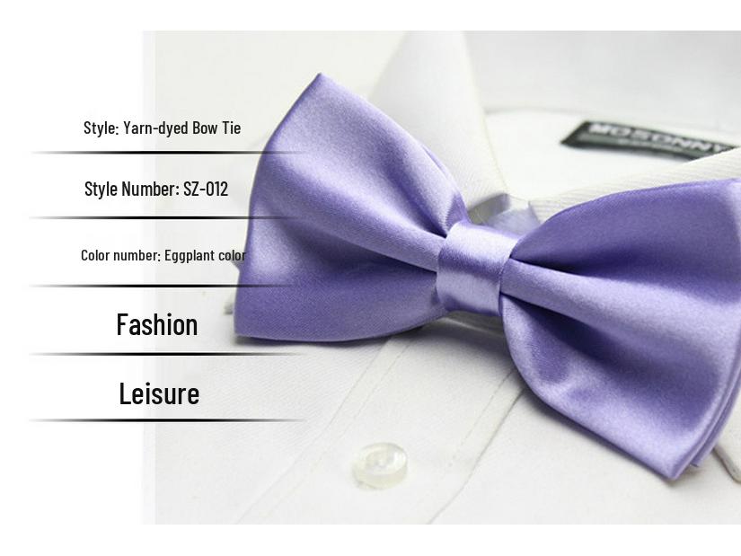 Solid Color Formal Wedding Bow Tie for Men - Customizable Logo and Multi-Color Options