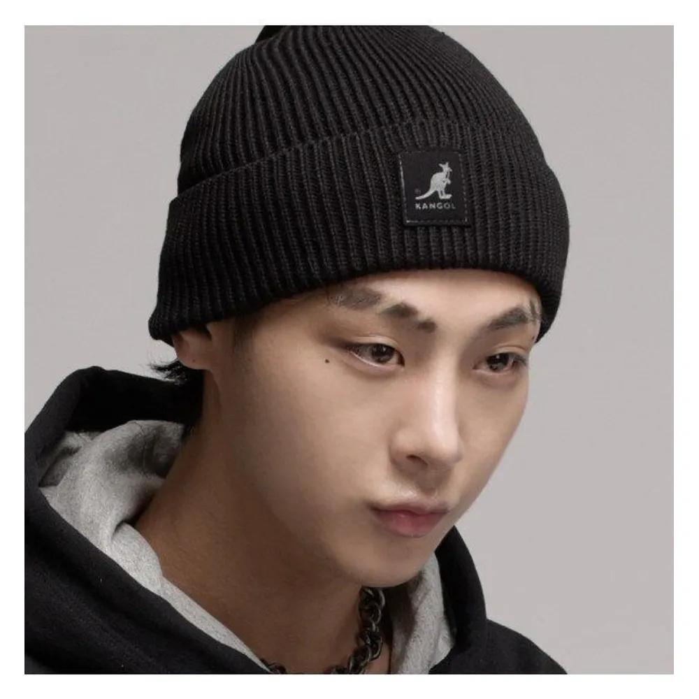 KANGOL Logo Patch Acrylic Pull-on Beanie BLACK Freesize