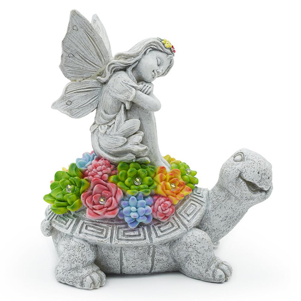 

Садовая статуя ангела, декоративная лампа на солнечной батарее с солнечным светом, статуэтка черепахи на солнечной батарее, декор для газона, садовый декор, уличная статуя, суккулент