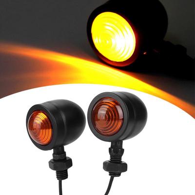 2Pcs Retro Metal Motorcycle Turn Signal Lights Indicators Lamp