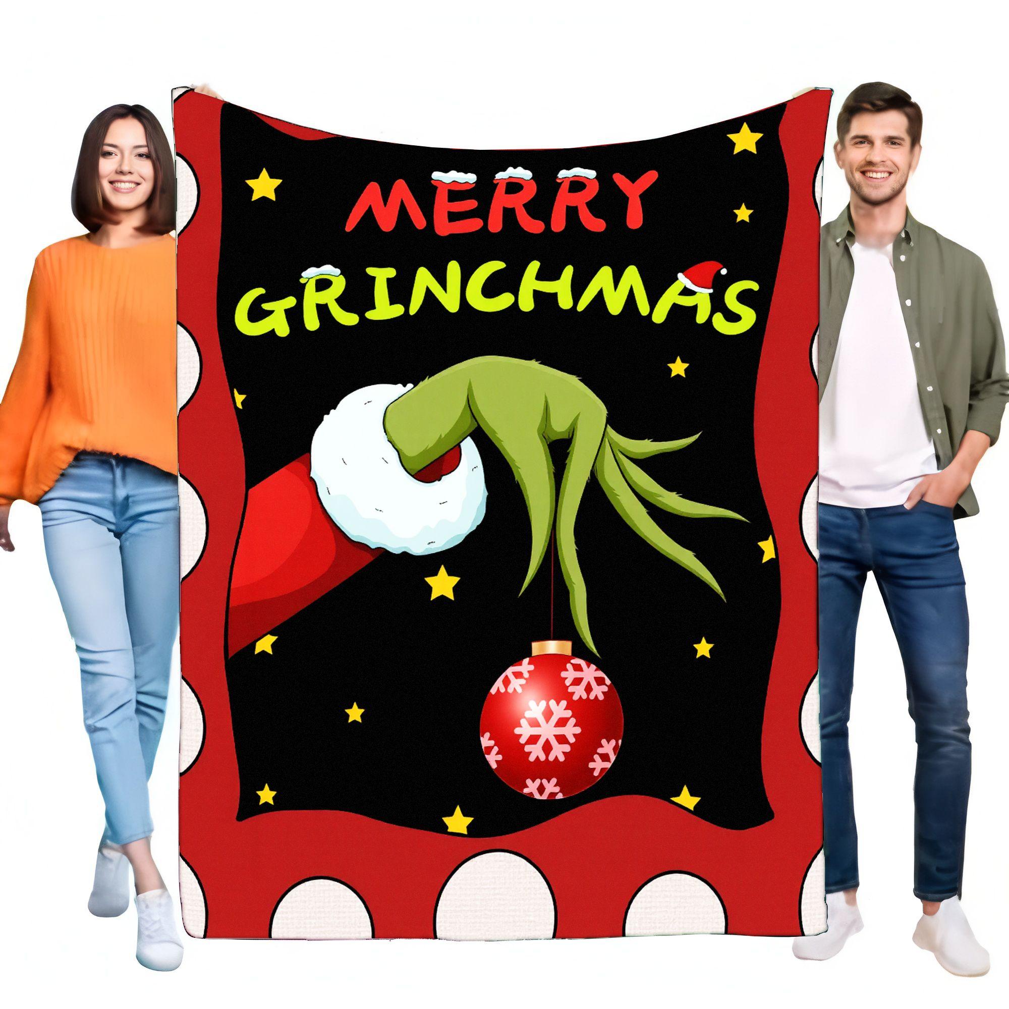 Grinchmas Blanket Festive Soft Throw Cozy Lightweight Holiday Home Decor Perfect for Christmas Gift or Winter Celebration 75X95CM