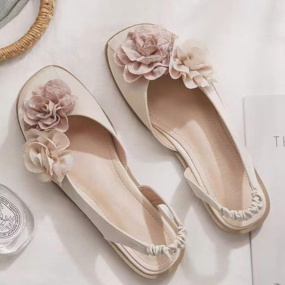 Women Summer Flat Sandals with Skirt Low Heel 1cm 3cm Comfortable Flower Design Female Shoes Women Sandals