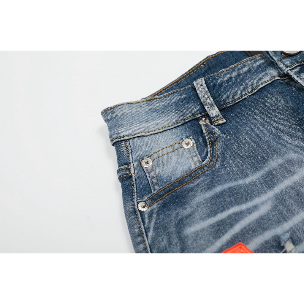 M38 Amiri Herren- und Damen-Jeans im amerikanischen Stil mit Stoffflicken, Löchern, Stickereien, lässige und modische High-Street-Hosen