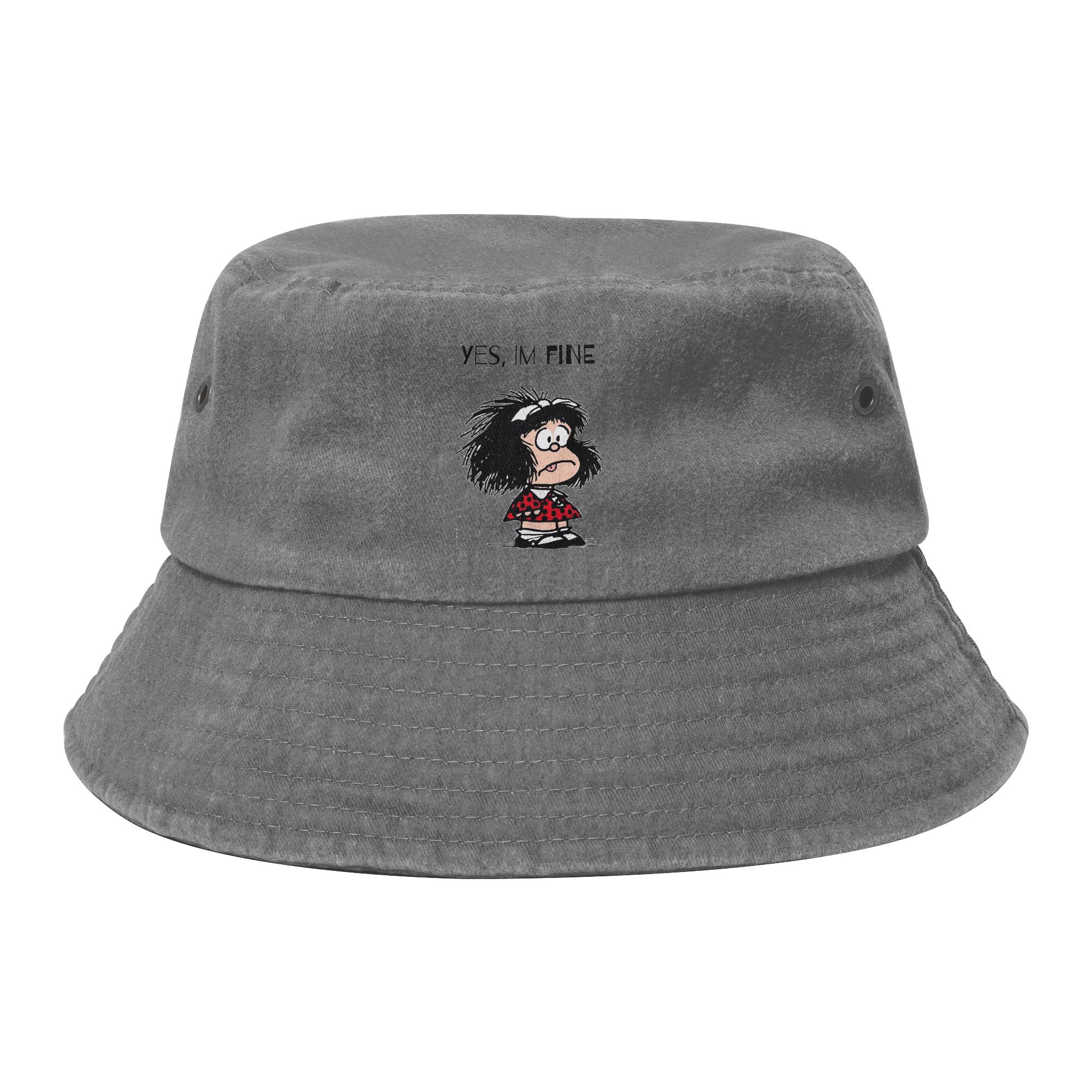 Mafaldas Bucket Hat for Girl Summer Yes Im Fine Sun Hats Unique Design UV Protection for Hiking Fishing Hat Panama Hat One Size