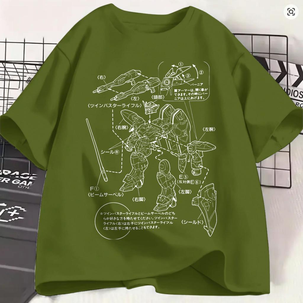 Gundam 100 Cotton TShirt For Couple Summer Vintage TShirts O Neck Hippie Tee Shirt Plus Size Print Tops